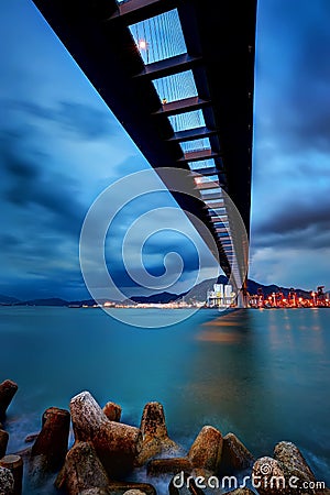 Cloudy bridge Stock Photo