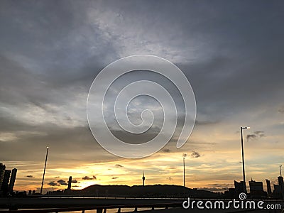 devil and angel sky view at Friendship bridge, Macau Stock Photo