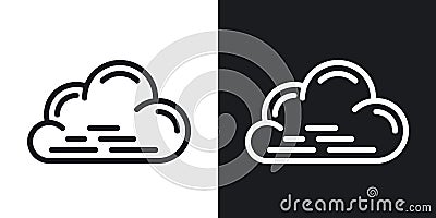 Cloudy, cloudiness or overcast icon for weather forecast application or widget. Cloud closeup. Two-tone version on black Vector Illustration
