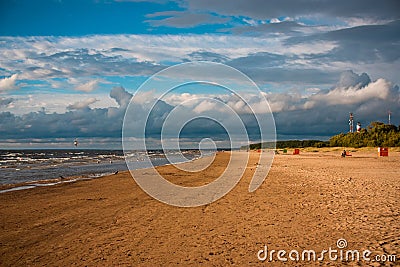 Cloudy day on the beach Stock Photo