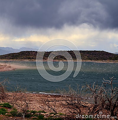 Cloudy day Roosevelt Lake Arizona Stock Photo