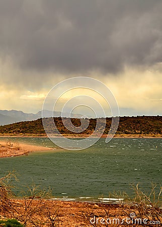 Cloudy day Roosevelt Lake Arizona Stock Photo