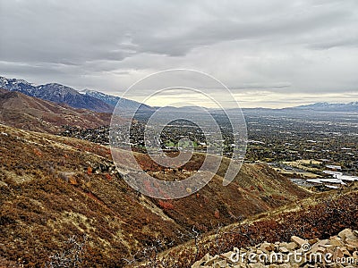 Cloudy day, view of the mountains from Living Room Trailhead hike Stock Photo