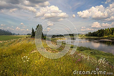 Cloudy day on Volga Stock Photo