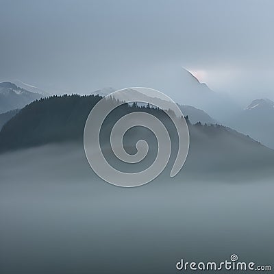 A cloudy and misty texture with foggy landscapes and misty mountains2, Generative AI Stock Photo