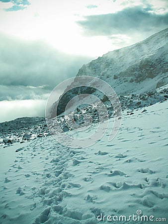 Cloudy Mount Chachani Stock Photo