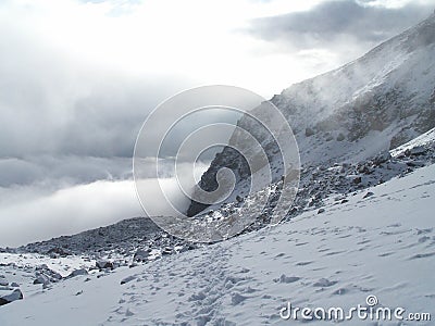 Cloudy Mount Chachani Landscape Stock Photo