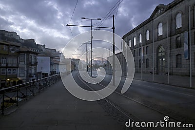 Cloudy Oporto sunrise Stock Photo