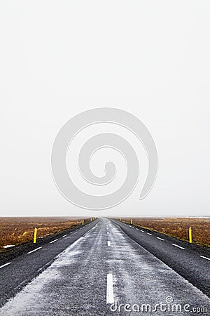 Cloudy road in iceland Stock Photo