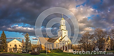 Cloudy Sky above the Town of Hadley Stock Photo