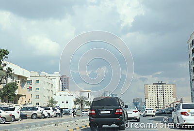 Cloudy sky in Ajman, rainy days in Ajman UAE Editorial Stock Photo