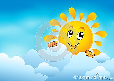 Cloudy sky with lurking sun 1 Vector Illustration