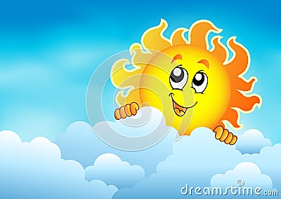 Cloudy sky with lurking sun 2 Vector Illustration