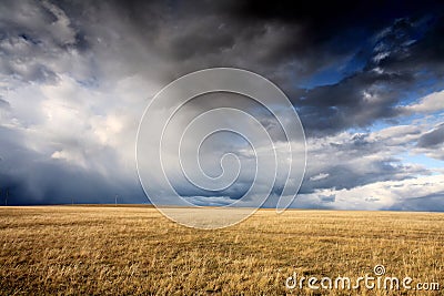 Cloudy sky and meadow Stock Photo