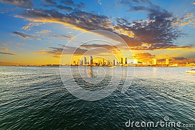 Cloudy sky over downtown San Diego at sunset Stock Photo