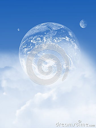 Cloudy sky with planet Stock Photo