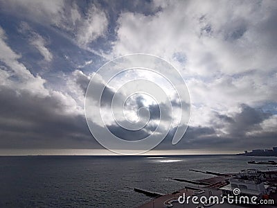 Cloudy sky.Storm approach. Stock Photo