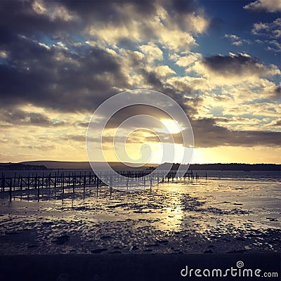 Sunset at Poole Harbour Stock Photo