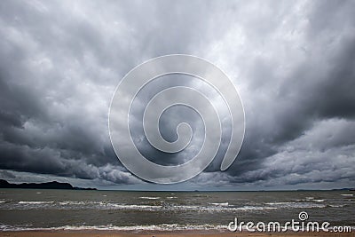 Cloudy storm in the sea before rainy. Stock Photo