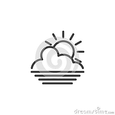 Cloudy sunrise horizon line icon Vector Illustration