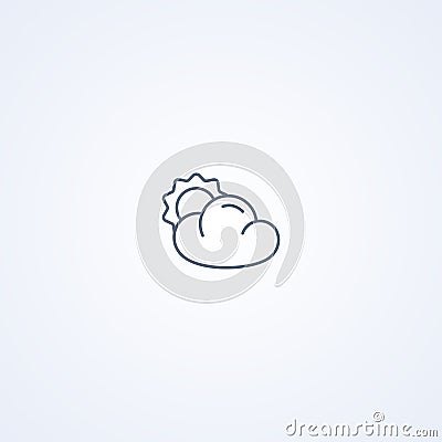Cloudy, vector best gray line icon Vector Illustration