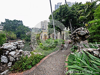 Cloudy view of the Lou Lim Ioc Garden Stock Photo