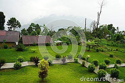 Cloudy Weather at Offbeat Mountain Village Lungchok Stock Photo