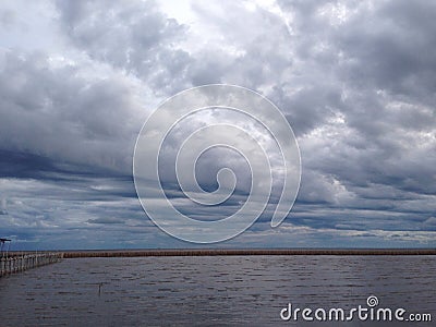 The cloudy and windy day at the seashore Stock Photo