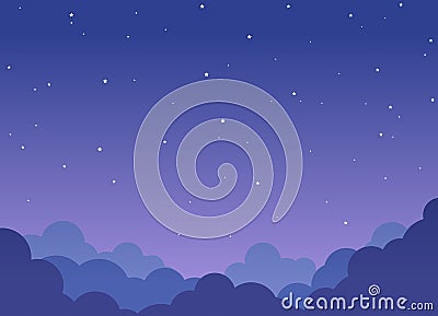 Night cloudy sky background Vector Illustration