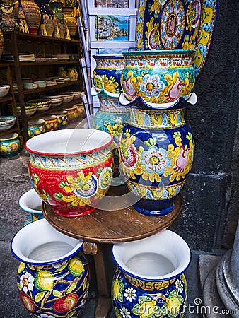 Clourful Ceramic Shop in Amalfi Southern Italy Editorial Stock Photo