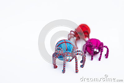 Clourful yarn spider isolate on white background Stock Photo