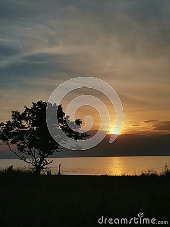 Clous sunset nigth sea ocean Stock Photo