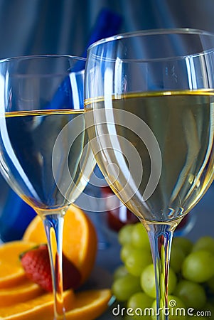 Clouseup of glasses of white wine Stock Photo