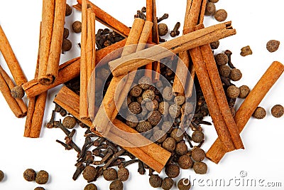 Clove cinnamon and pepper Stock Photo