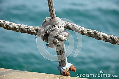 Clove hitch and shroud connection Stock Photo