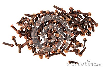 Clove spice pile isolated on white background Stock Photo