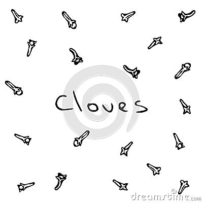 Clove Spice. Realistic Hand Drawn Doodle Style Sketch. Vector Illustration Isolated On a White Background. Vector Illustration