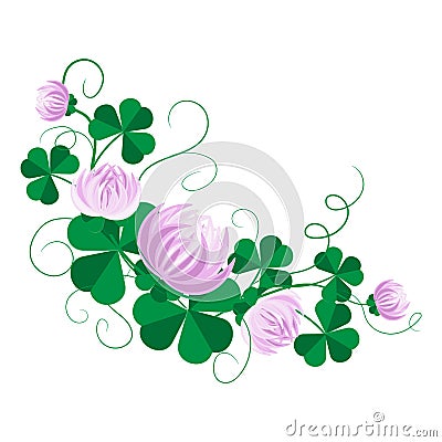 Clover bouquet - digital illustration on white background Vector Illustration