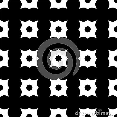 Vector Black and white,clover flower arranged in vertical and horizontal forming abstract check design. Vector Illustration