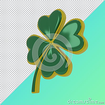 Clover with four leafs., st patrick`s day symbol 3d render., clipping paht Stock Photo