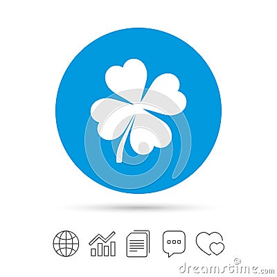 Clover with four leaves sign. St. Patrick symbol. Vector Illustration