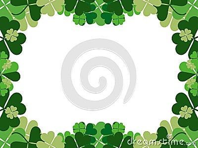 Clover frame. St. Patrick`s frame with shamrock. Borders with four-leaf clover. Design a template for invitations, leaflets and Vector Illustration