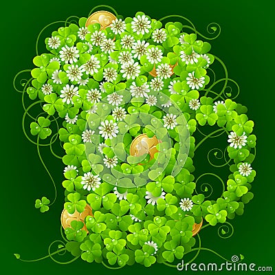 Clover glade in the shape of beer mug Vector Illustration