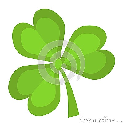 Clover, icon flat style. St. Patrick`s Day symbol. Isolated on white background. Vector Illustration