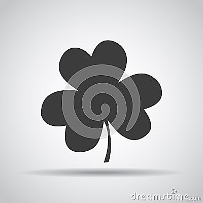 Clover icon with shadow on a gray background. Vector illustration Cartoon Illustration