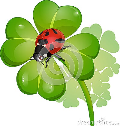 Clover and ladybug Stock Photo