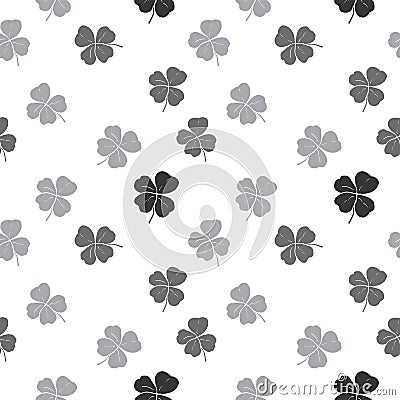 Clover leaf hand drawn doodle seamless pattern vector illustration. St Patricks Day symbol, Irish lucky shamrock background. Vector Illustration