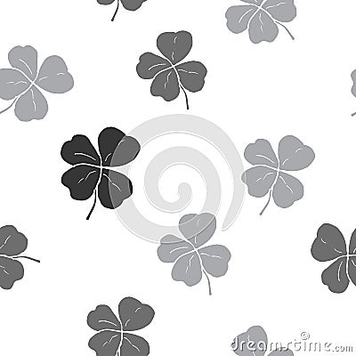 Clover leaf hand drawn doodle seamless pattern vector illustration. St Patricks Day symbol, Irish lucky shamrock background Vector Illustration