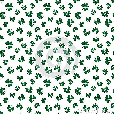 Clover leaf seamless pattern, hand drawn doodle vector illustration. St Patricks Day symbol, Irish lucky shamrock background Vector Illustration
