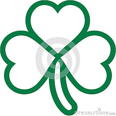 Clover outline designed with three hearts Vector Illustration